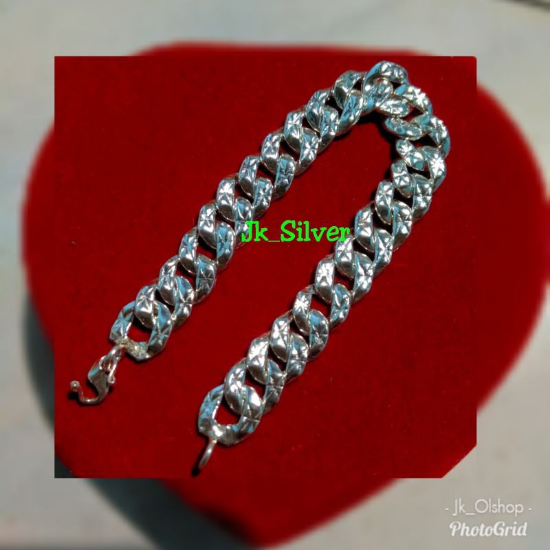 Gelang tangan sisik naga tipis (perak murni)