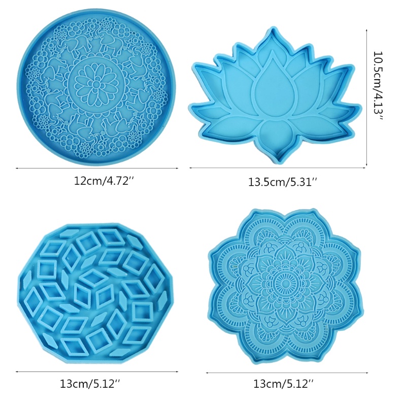 Siy 4pcs Cetakan Tatakan Gelas Bentuk Bulat Bahan Silikon Untuk Kerajinan Tangan DIY