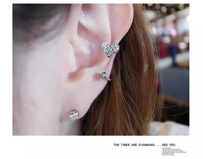 MORYMOSHI A63 Anting Tusuk Love Stud Cluff Fashion Wanita Korea Murah