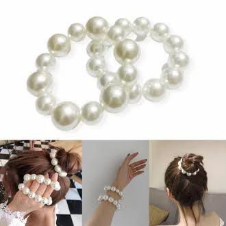 Senada Victory Gelang Ikat Rambut Scrunchie Mutiara Pearl Besar Aksesoris Wanita SGC09