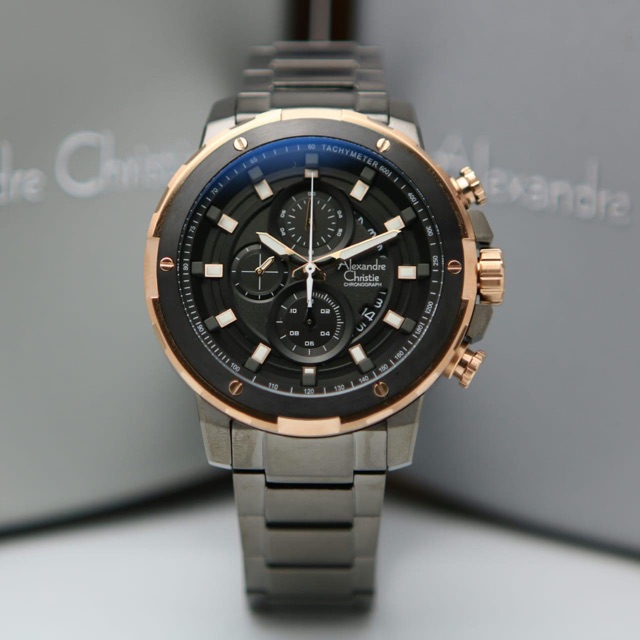 Jam Tangan Pria Alexandre Christie AC 6528 Rosegold Grey Original Garansi Resmi 1 Tahun