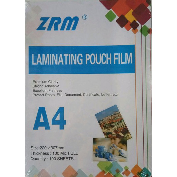 

ZRM Laminating Pouch Film A4/100micron 100's