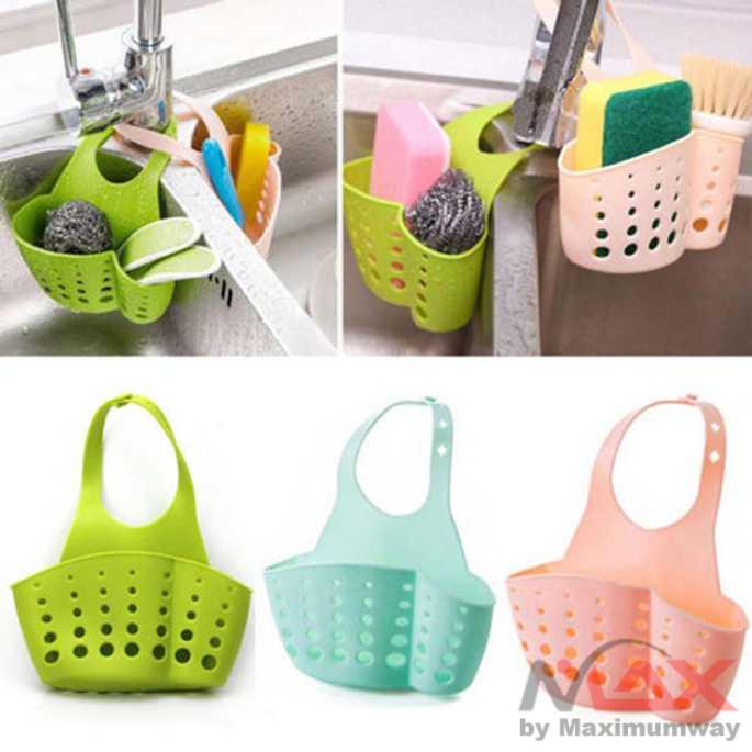 Organizer Sabun Cuci Piring Keranjang Peralatan Cuci piring Mrosaa Tempat Sabun Cuci Piring Gantung Multifungsi - 93036 Kitchen Sink Drain Basket Dish Cloth Soap Sponge Holder Utensils Organizer Adjustable Snap Hanging Drain Basket Kitchen Gadgets