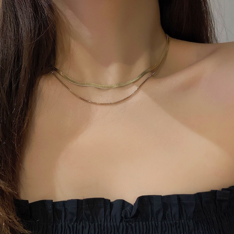 Kalung Model Tulang Ular Double Layer Untuk Aksesoris