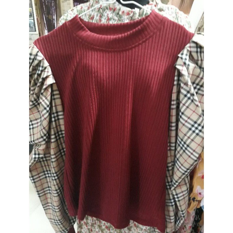 BLOUSE BUNGA TANGAN BALON IMPORT ADEM