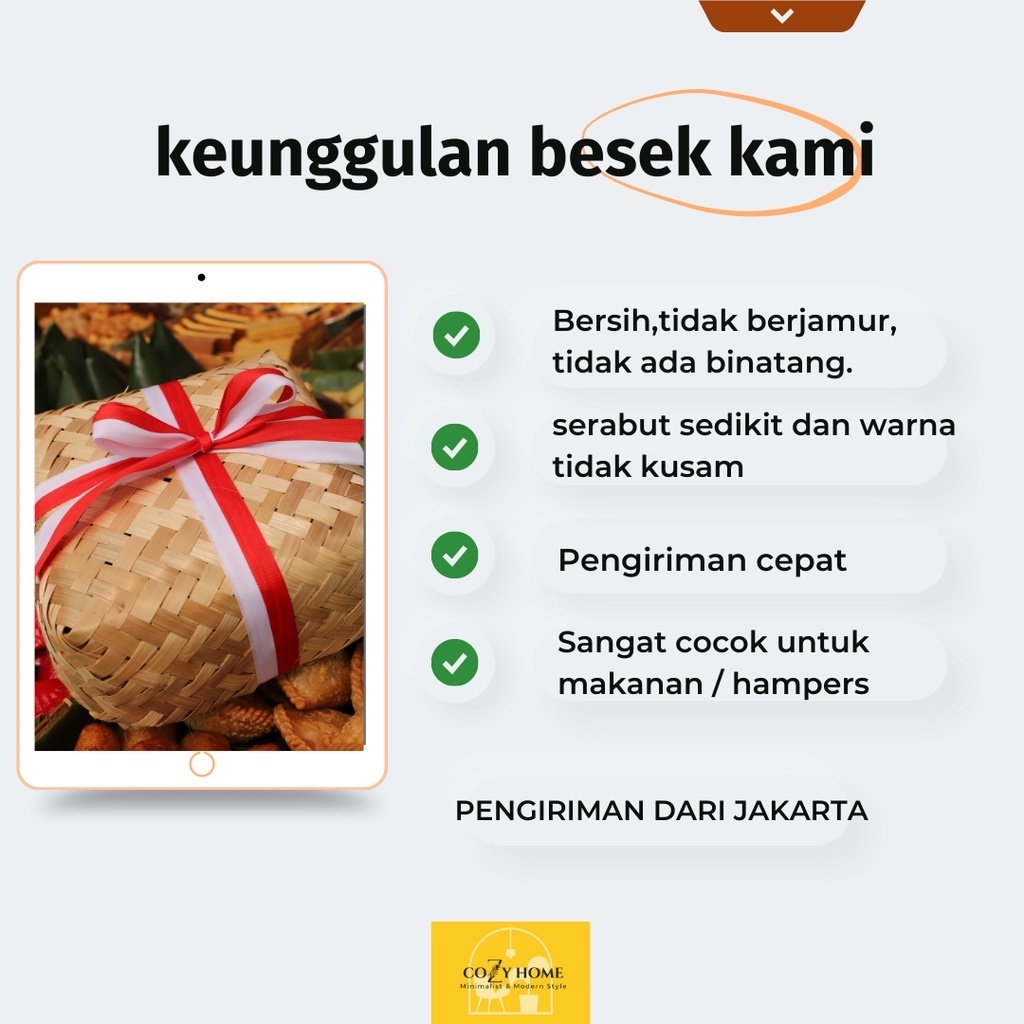 TERBARU Besek/hampers besek/kotak nasi/kotak kue/dus nasi/packing kekinian/tempat penyimpanan esteti
