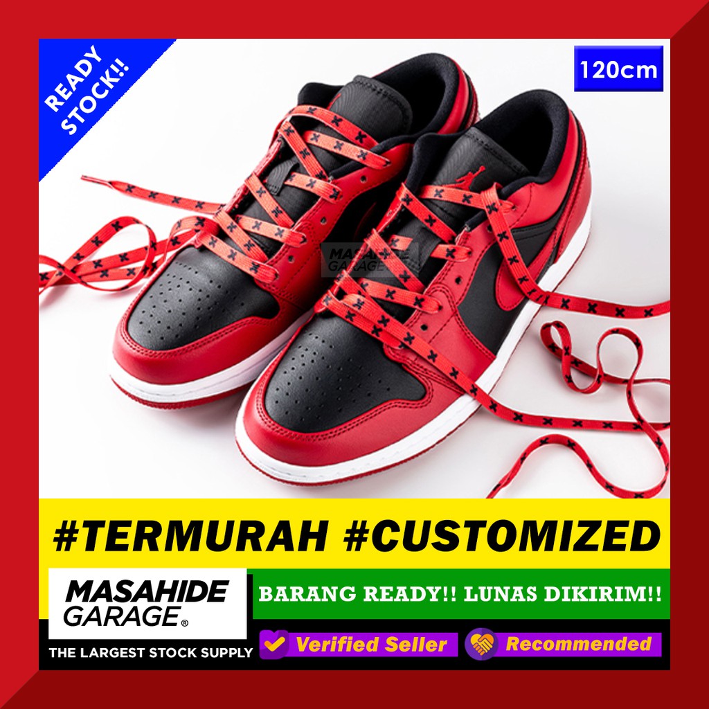 Tali Air Jordan Banned X Logo SHOELACES Black Red 120cm Tali Sepatu Sneaker