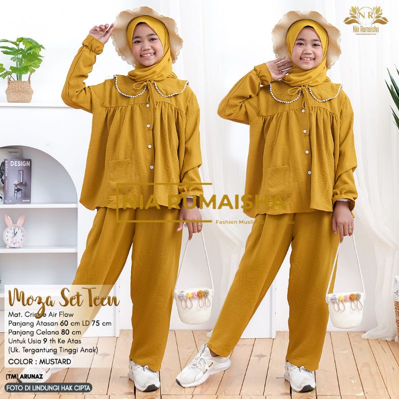 Setelan Anak #1 Motif Polsa / Falfa / Mia Rainbow / Gaida / Granada / Grenty / Shafa / Nagita / Metta / JK / Leopard / Khaula / Joela / Jihan / Jannah / Rasya / Rose / Jofa / Rinaya / Jannati / Ulfa / Moza Original Nia Rumaisha-Moza muatard
