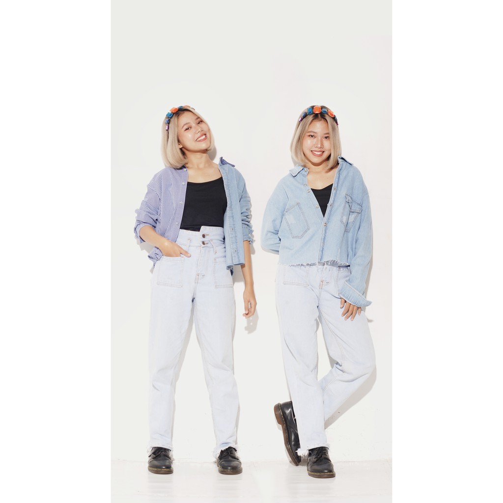 Reworked Denim Jeans Jacket outter kemeja