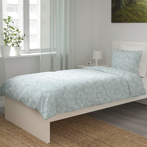 TRADKRASSULA Sarung quilt 150x200 cm dan sarung bantal putih biru