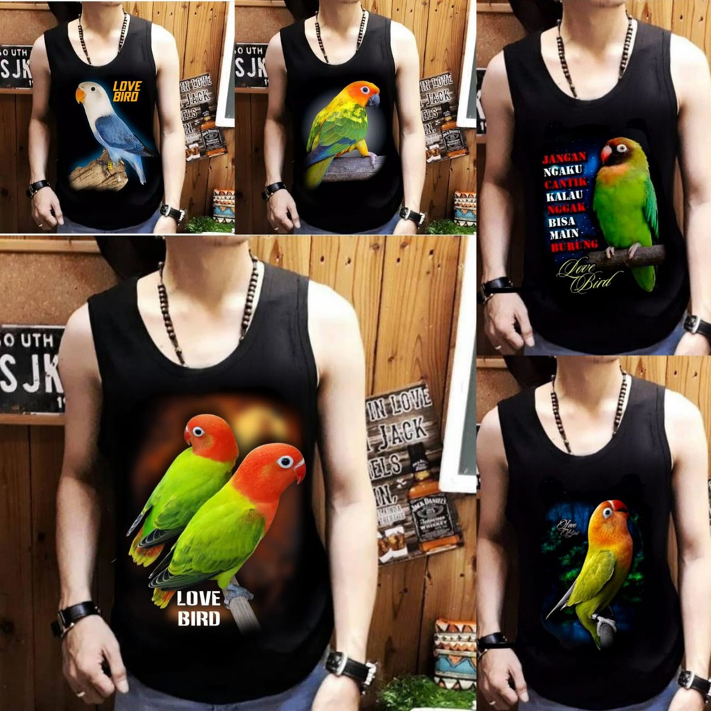 Singlet Lekbong Pria motif Lovebird LENGKAP