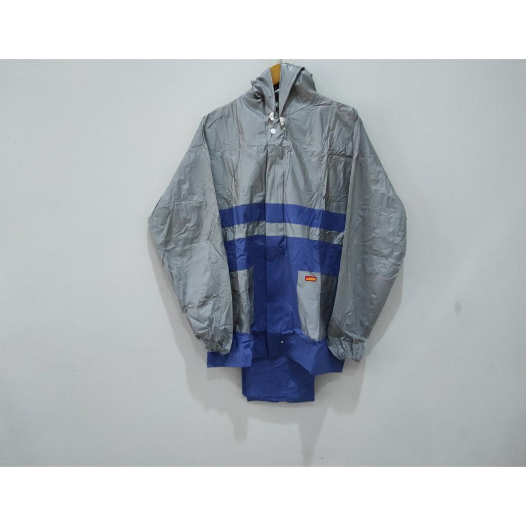 Jas Hujan Stelan Jaket Celana Elmondo Warna Hijaun Kombinasi Terbaru Bahan PVC