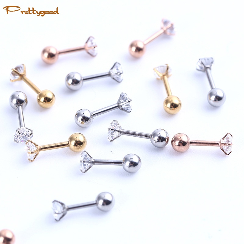 3 Cakar Kartilago Tujuan Ganda Anting-anting Stainless Steel Tragus Anting Fashion 1 Stud -PD