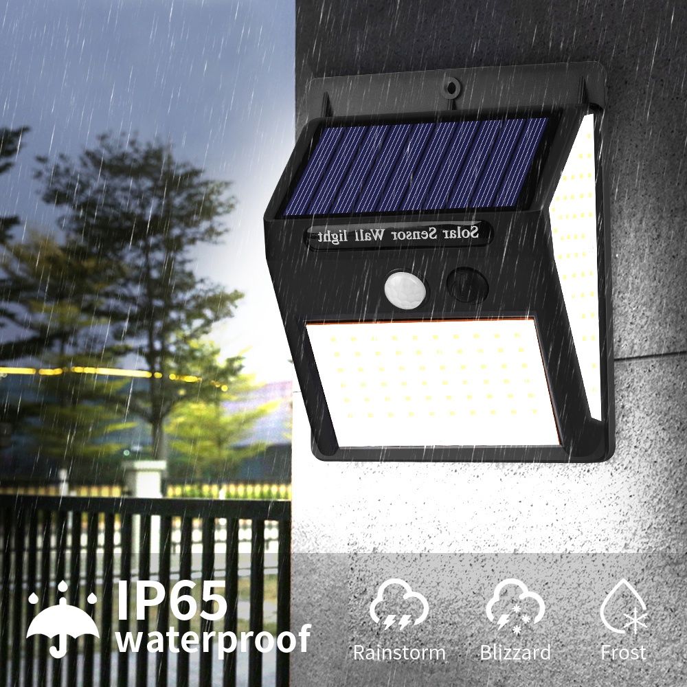 Lampu Dinding 144 Led Tenaga Surya 3 Mode Anti Air Dengan Sensor Gerak Untuk Dekorasi Outdoor