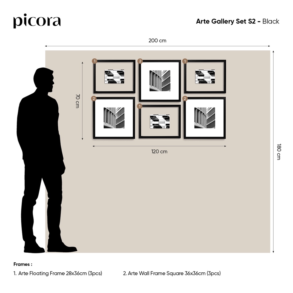 PICORA ARTE Gallery Set S2-Frame Pigura Bingkai Foto Dinding-6pcs