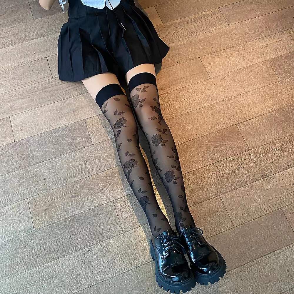 Korean Women Tigh High Socks Summer Motif Printed 8296