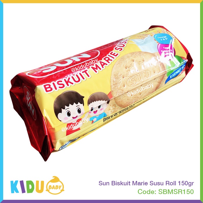 Sun Biskuit Marie Susu Roll 150gr Biskuit Bayi Cemilan Bayi &amp; Anak Sehat MPASI Kidu Baby