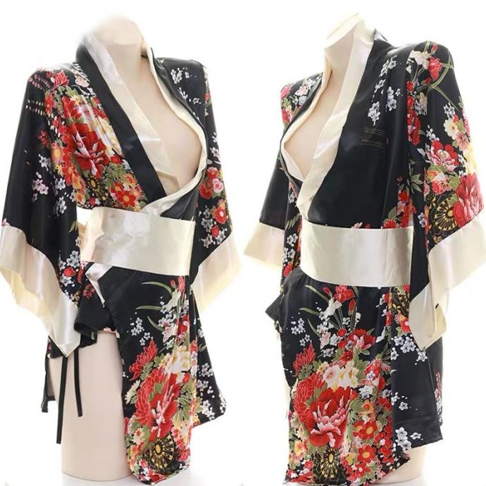 Kimono Wanita Baju Tidur Jepang Yukata Sakura Satin Piyama A398