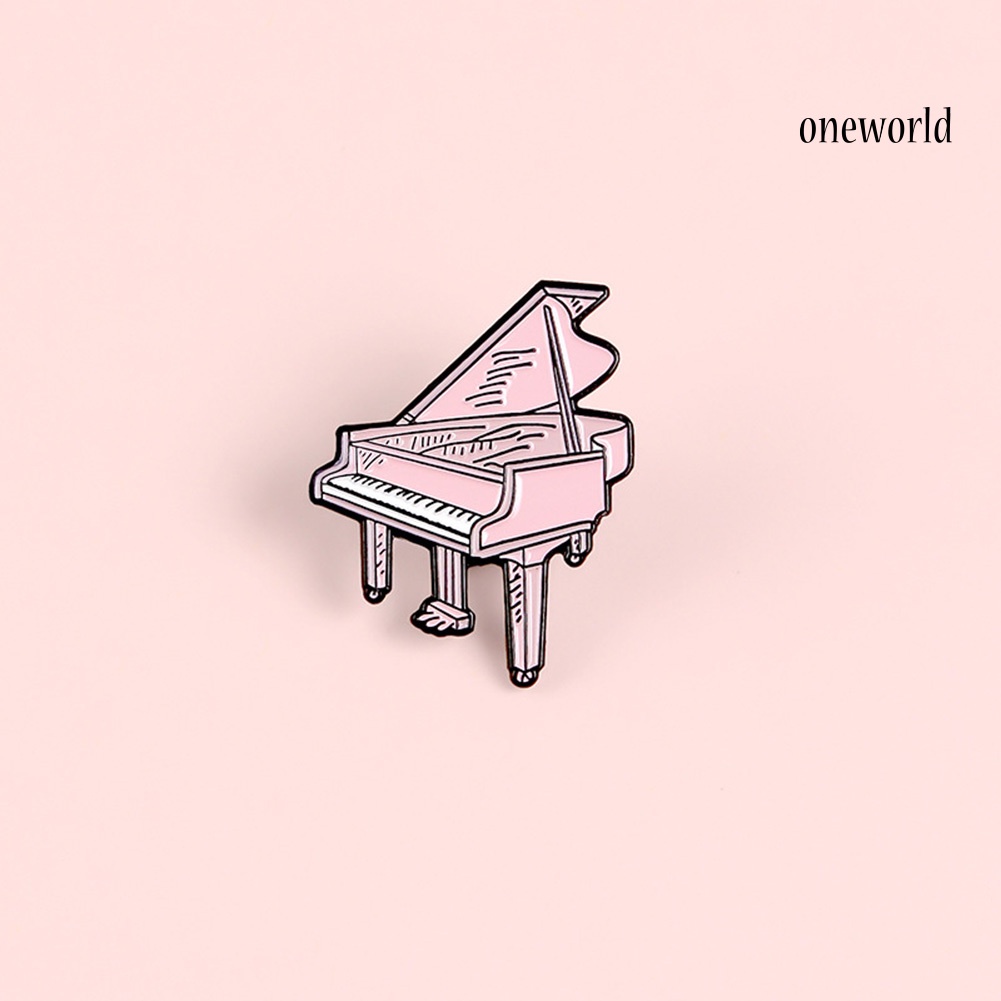 OW@ Cartoon Unisex Piano Shaped Enamel Brooch Pin Music Lover Bag Hat Badge Gift