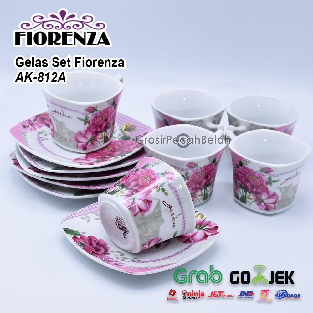 Gelas Cangkir Set Keramik Motif Fiorenza AK-812A