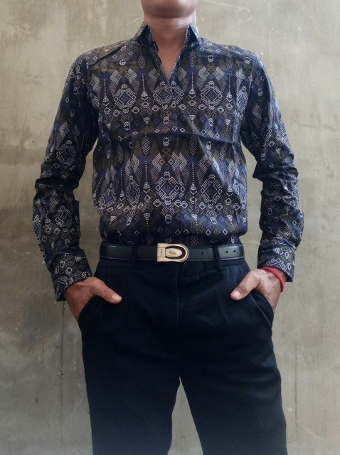 Dgm Fashion  Kemeja Batik Pria Lengan Panjang Songket /kemeja Tribal 5894