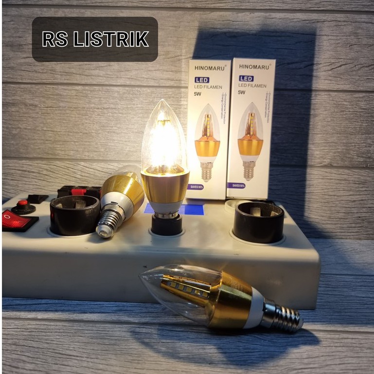 MYVO Lampu LED Candle 5w 5 watt e14 KUNING filamen 3000k WARM WHITE lampu LED Lilin Hias Led 5 w