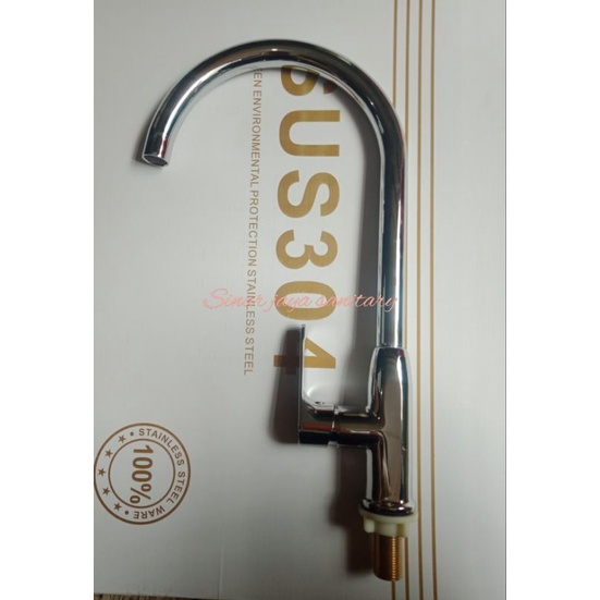 Kran pipa meja stainless 304 / kran sink / Kran angsa frisone kuningan