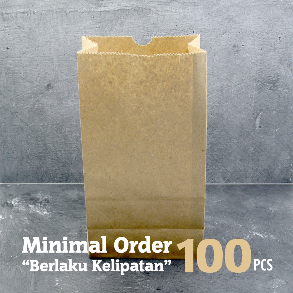 Paper Bag Coklat / Kantong Kertas Roti M 23,5 x 13 x 7,5 cm Minimal Order 100 PCS / Surabaya