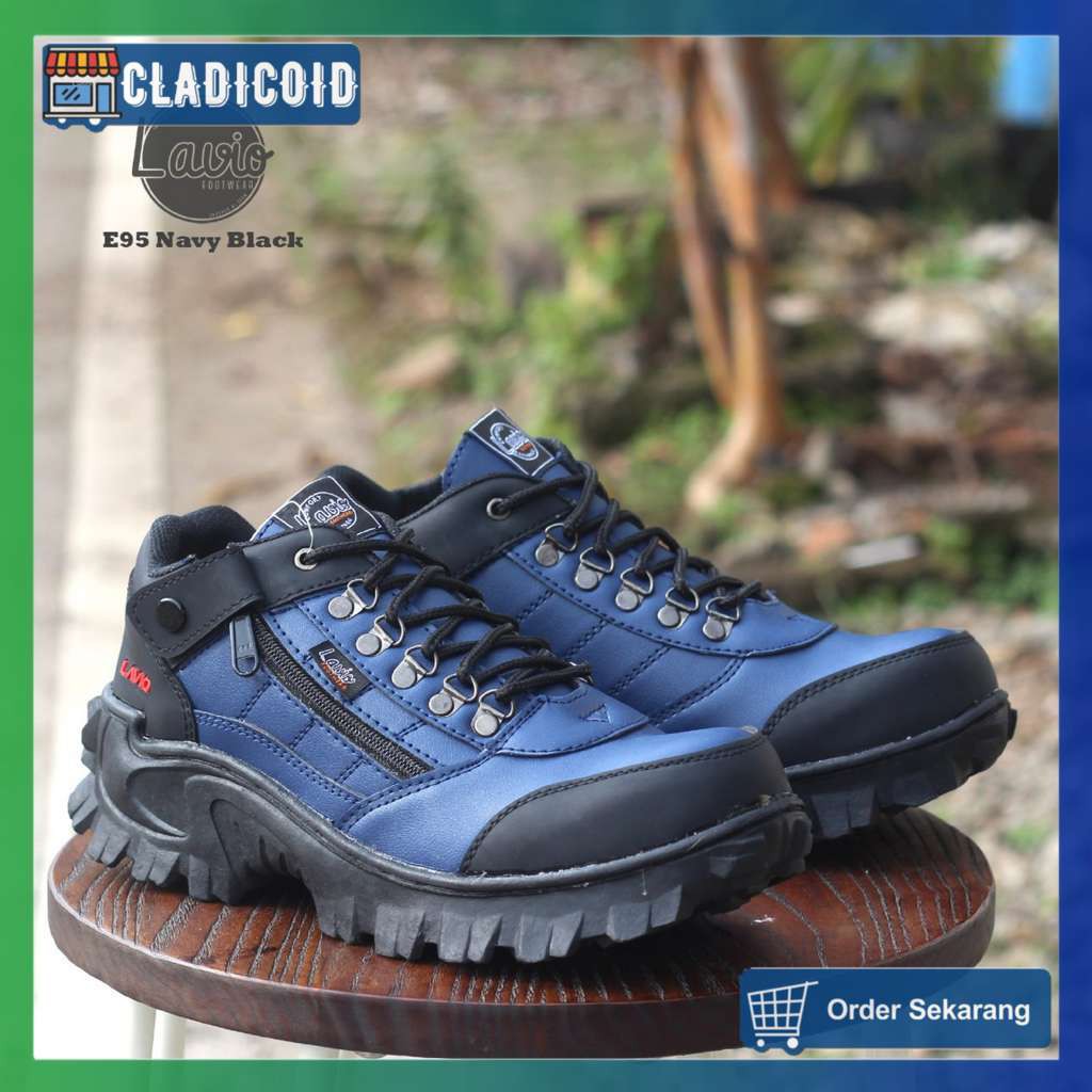 BIG SIZE 44-46 SEPATU SAFETY PRIA UJUNG BESI DENGAN RESLETING SEFTY KERJA LAPANGAN HIKING, BIKER E95