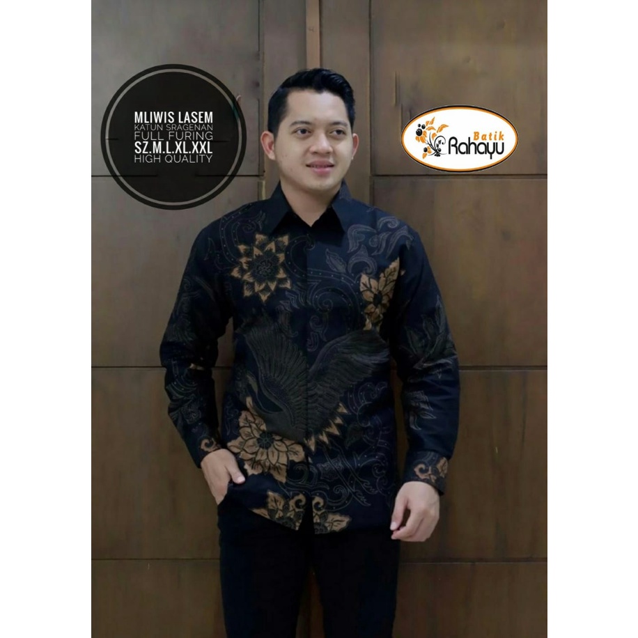 MLIWIS LASEM RAHAYU KEMEJA BATIK PRIA SOLO LENGAN PANJANG LAPIS FURING ATASAN PREMIUM MODERN PEKSI TRUNTUM MLIWIS LASEM NAGA BIRU SEKAR ANGGUN MLIWIS MERAH MODANG HITAM SUTRA WIJAYA HADI PENI DWI PANGGA SAOTA AJI PARANG BIRU NAVY SADEWA MERAH PARANG ABU