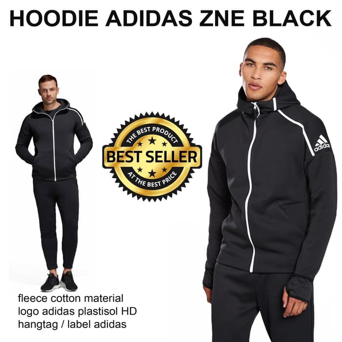 JAKET ADIDAS ZNE BLACK PREMIUM HOODIE ADIDAS ZNE BLACK PREMIUM BRANDED