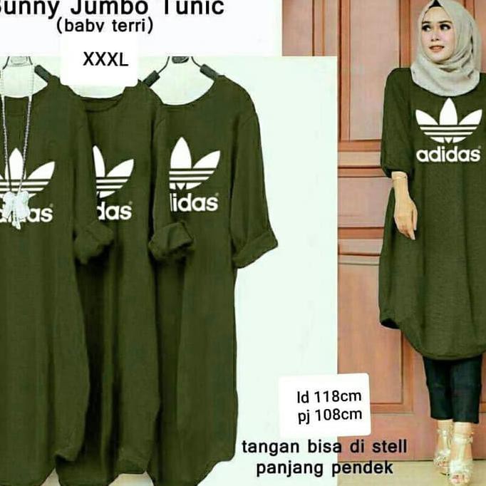Trusted Seller Baju Atasan Wanita / Bunny Jumbo Tunik Adidas Army ON SALE