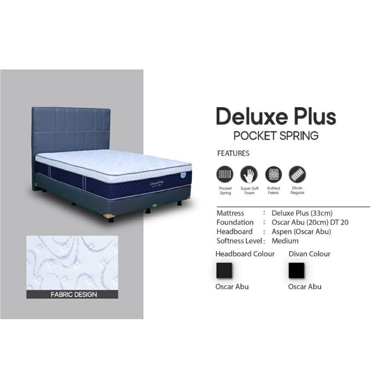 Kasur Springbed Central Deluxe Plus Pocket Elegan Matras Pillowtop Busa Bella Olympic Uniland Biglan