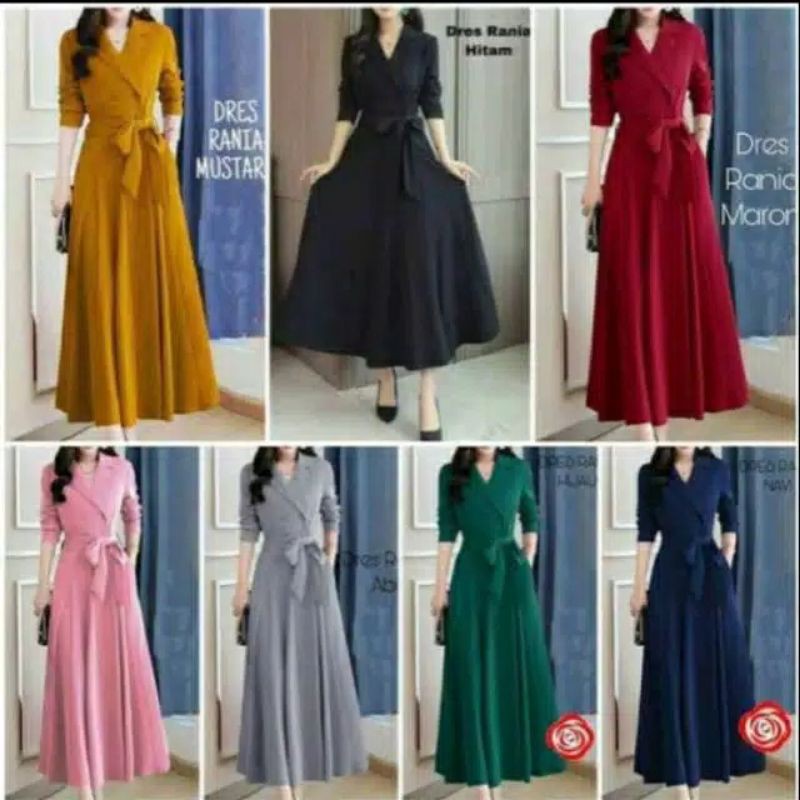 DRES RANIA / PAKAIAN WANITA TERLARIS / LD 100CM PANJANG 130CM / dress panjang