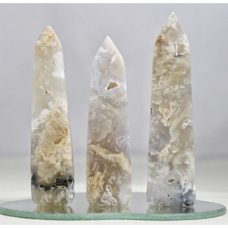 Rare Druzy Golden Moss Agate Crystal Tower / Batu Kristal Natural Alam Langka Healing Stone Alami CP
