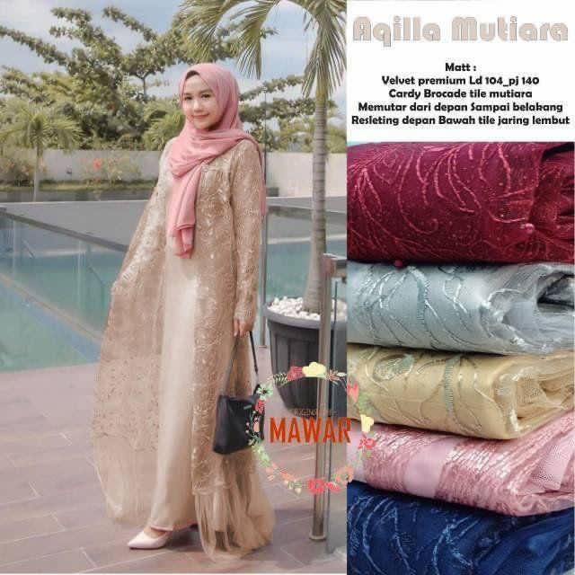 Aqilla Mutiara Gamis Brokat Premium Baju Muslim Wanita
