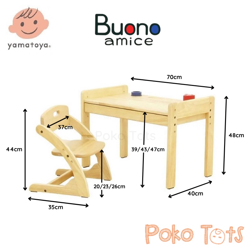 Yamatoya Buono Amice Desk And Chair Meja Belajar Anak WHS