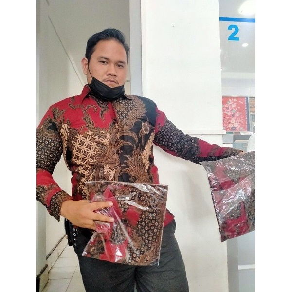 Baju batik pria Lengan Panjang Modern M L XL XXL