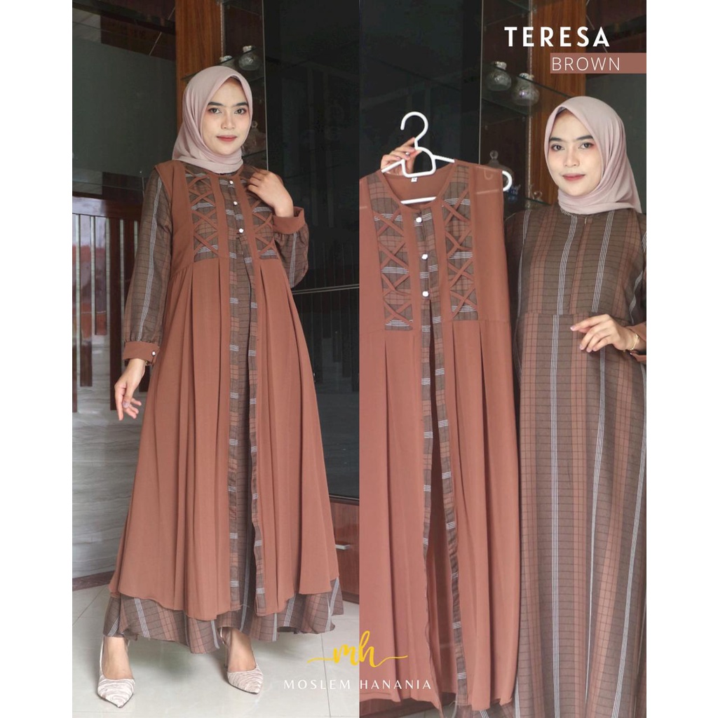 Baju Gamis Rompi Ceruty Babydoll Outer Polos TERESA Dress Muslim Wanita Terbaru 2022 // Fashion Musl