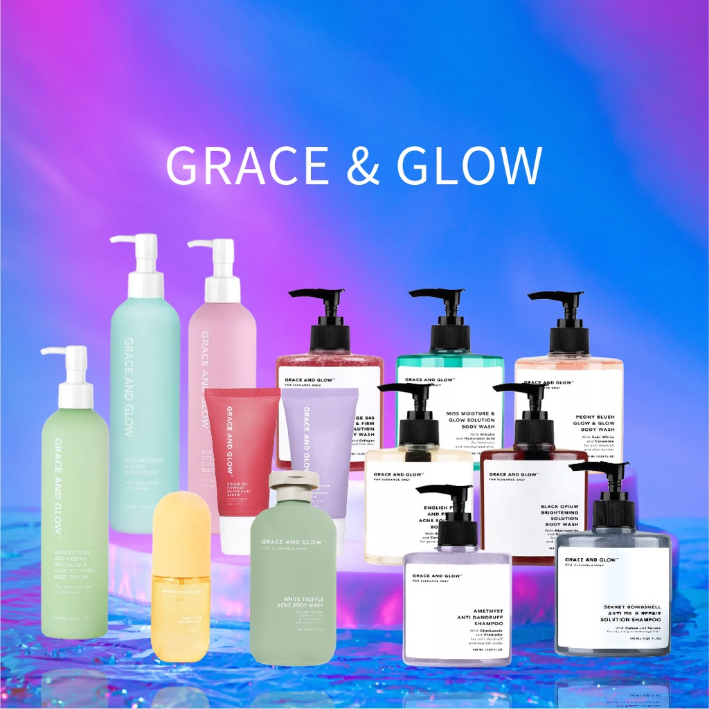 ⭐ Beauty Expert ⭐ Grace and Glow Series - Body Wash Serum Shampoo - Black Opium English Pear Rouge Peony Blush Miss Moisture Amethyst Bombshell