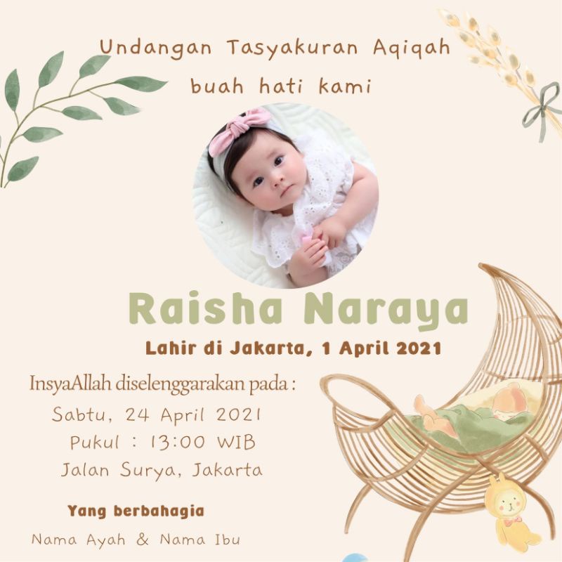 UNDANGAN AQIQAH BENTUK GAMBAR DIGITAL #2