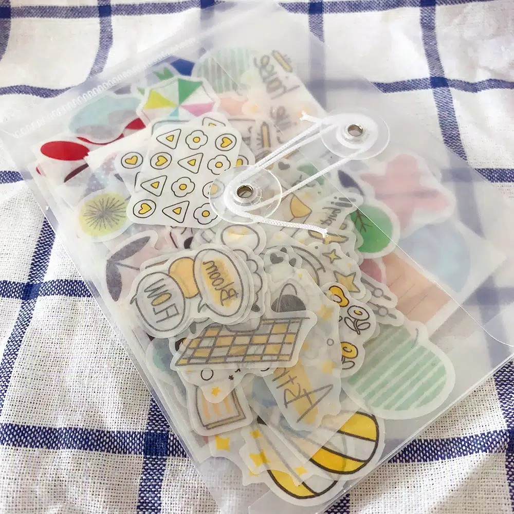 

Stationery Storage Bag Winding Transparent Journal Stickers Bag For Cosmetic / TAS UNTUK STICKER