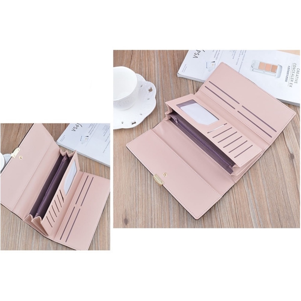 DOMPET LIPAT PANJANG WANITA PESTA KULIT HITAM HILLES WA496B5 IMPORT KOREA SLOT KARTU UANG BESAR PREMIUM CEWEK MURAH REMAJA TIPIS SIMPLE BRANDED BATAM