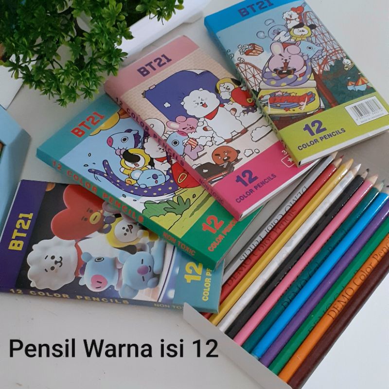 Pensil Warna BT21 - Pensil Warna BTS isi 12 - Colour Pensil