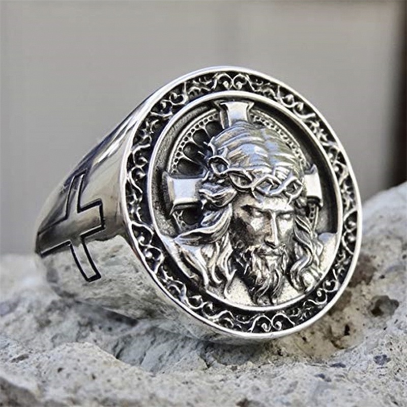 Fancyqube 2022 Cincin Desain Salib Yesus Gaya Punk Untuk Pria