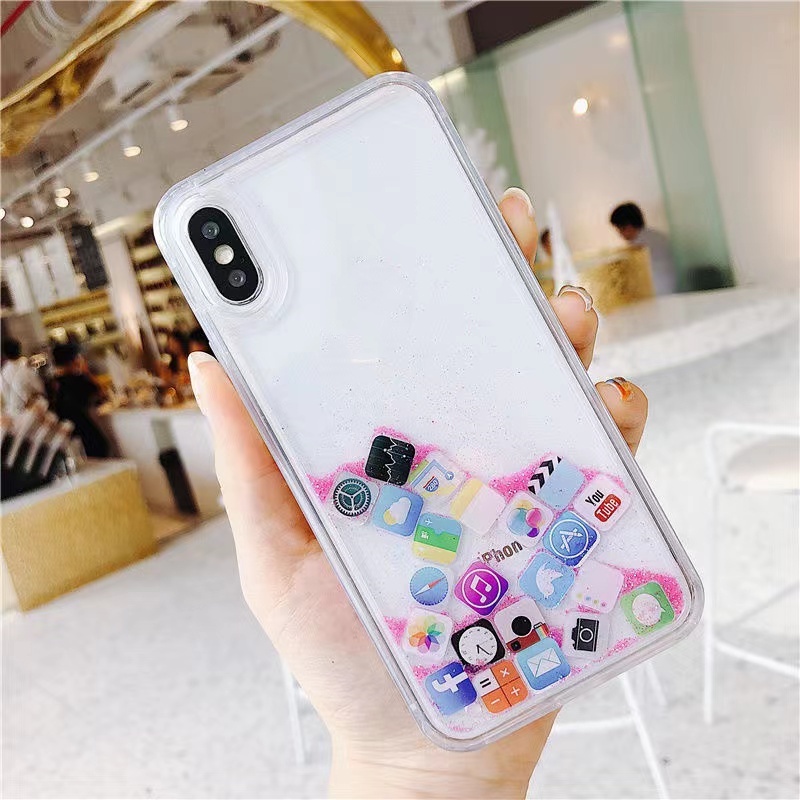 Casing IPhone 13 Pro Max 11 Pro Max 12 Pro Max 14 Pro Max 6 6S 7 Plus 8 X XR XS Max Aksen quicksand Glitter