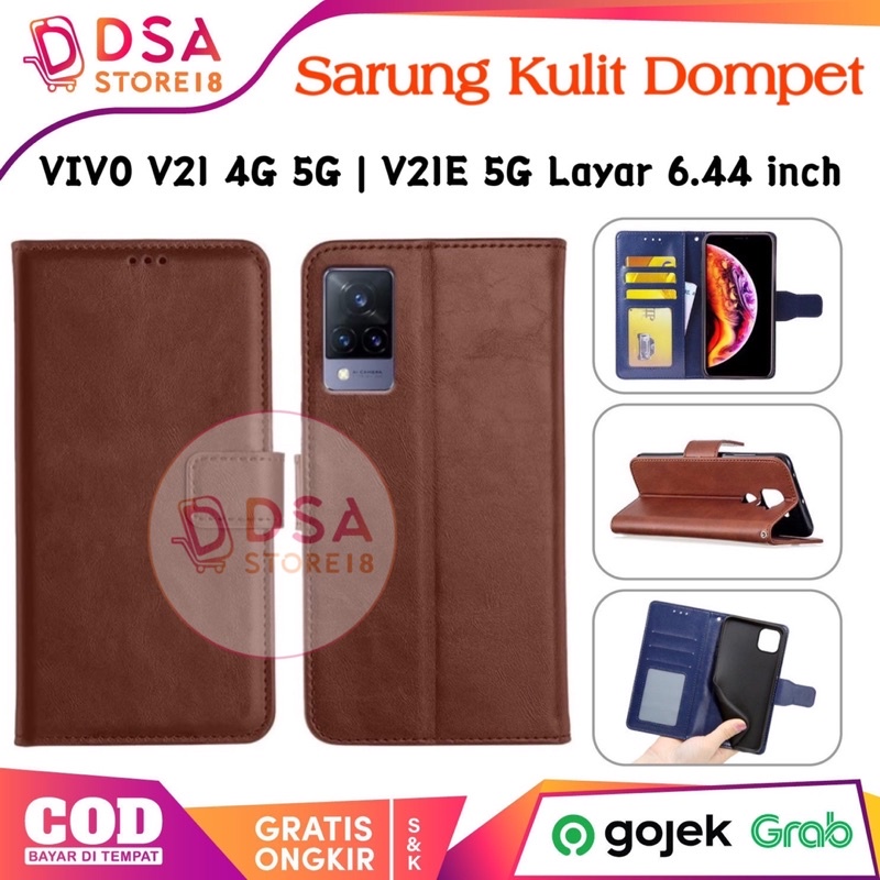 Case Vivo V21 4G / Casing Vivo V21 5G / Leather Case Flip Cover Wallet Dompet Hp Casing Kulit V21E 5