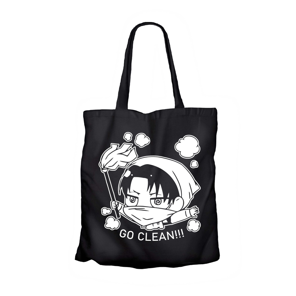 Tote bag anime sticker LEVI GO CLEAN - ATTACK ON TITAN material canvas