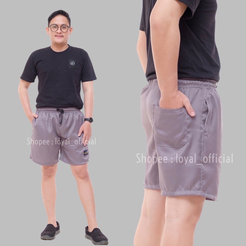 Loyal Celana Pendek Pria Cowok Dewasa Katun Premium M L XL-Dark Grey