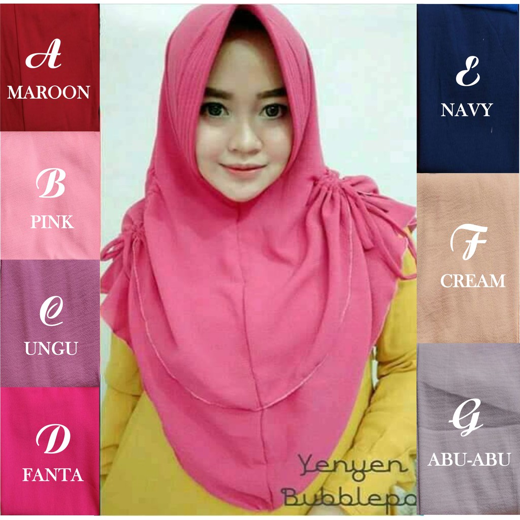 Jilbab pastan Yenyen serut kanan kiri | Jilbab Instan | jilbab pasmina | hijab instan | Jilbab Serut